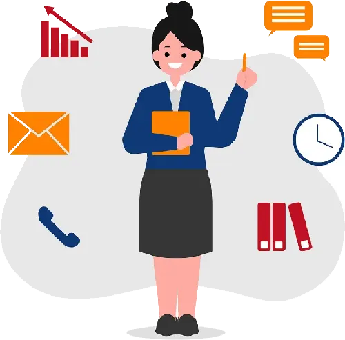 Administrative professional showing many different skills and tools they use in their role