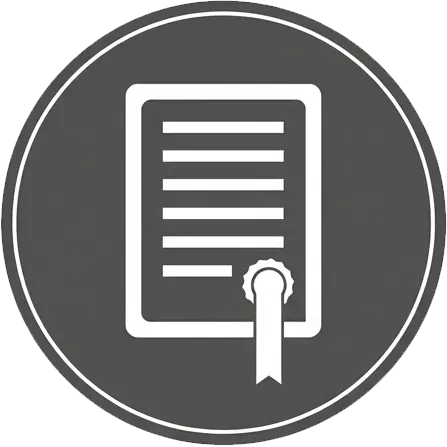 Gray Icon of a certificate with a checkmark on it