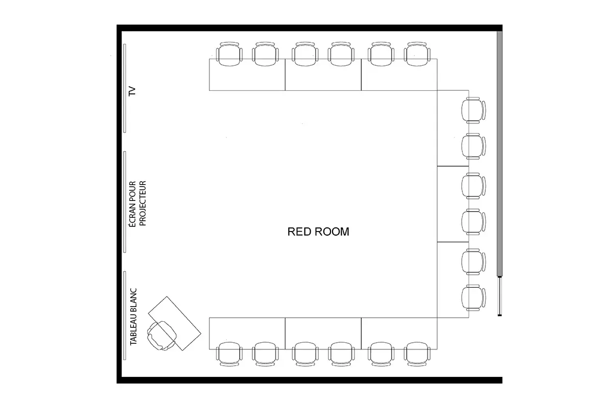 Plan de la salle de conférence en forme de U