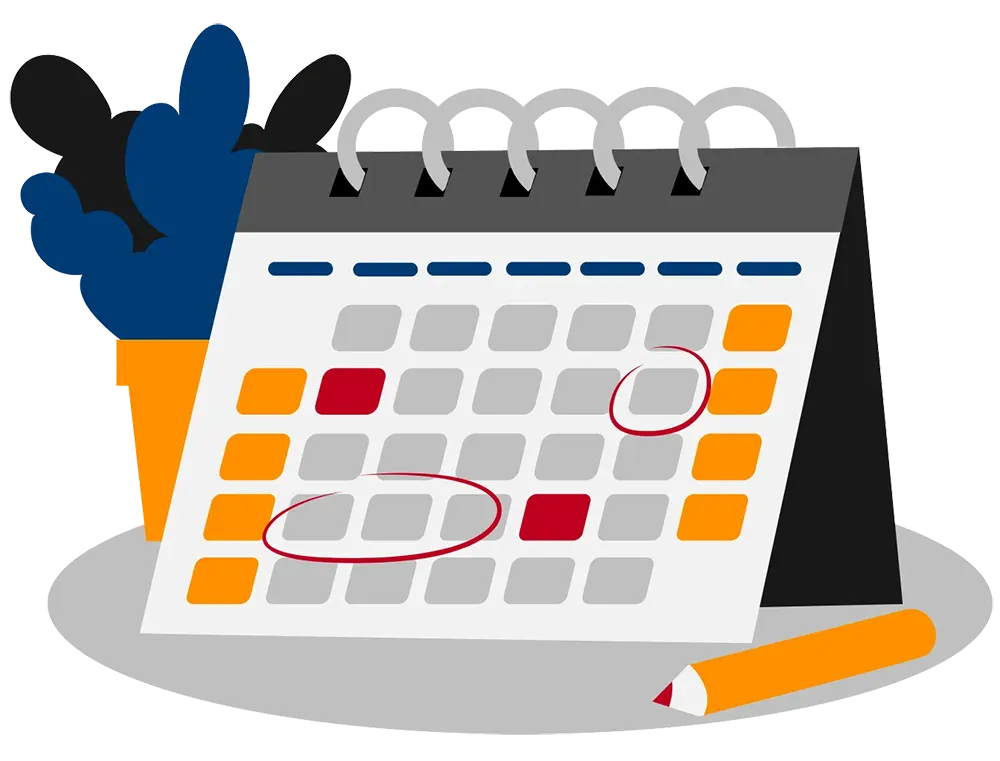 A desk calendar with dates circled